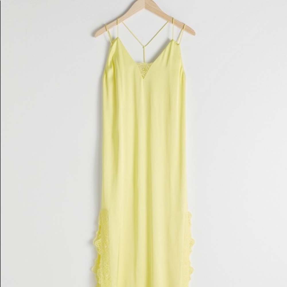 Lemon satin slip dress & Other Stories